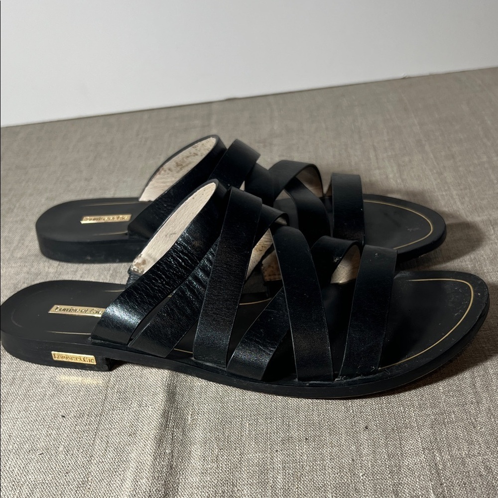 Louise et Cie  size 40 Black Leather Slide Sandals with Straps. SH149